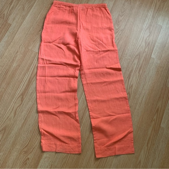 Women's Linen Wide Leg Pants with Drawstring Orange Size S/M Boho Beachy Coastal - Picture 12 of 12